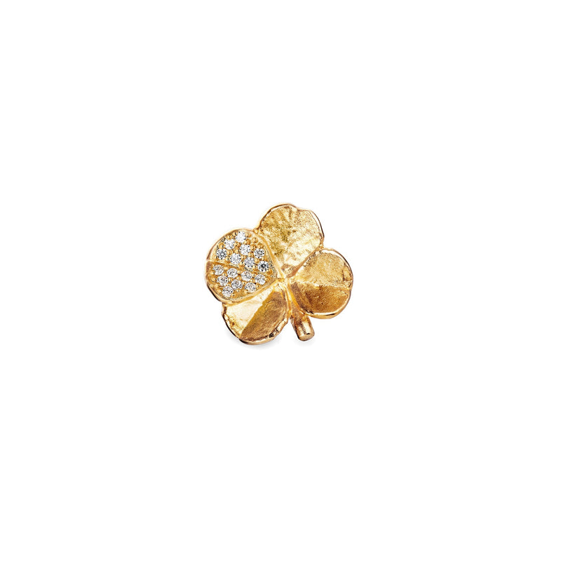 Firkløver pin pavé forgyldt