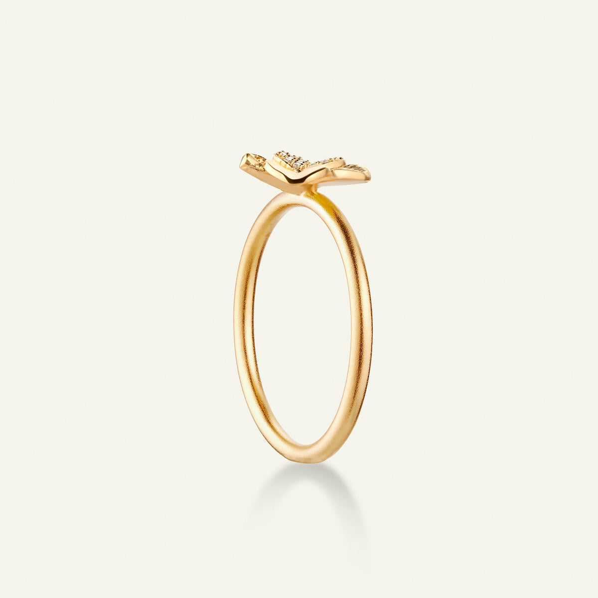 Firkløver ring pavé forgylt