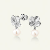 Firkløver perleøredobber, sølv