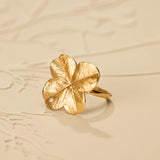Firkløver Statement ring 18 karat gull med naturlig diamant