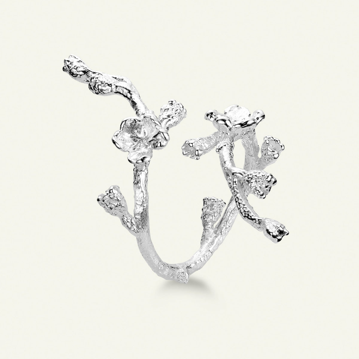 Forglemmigej statement ring, sølv
