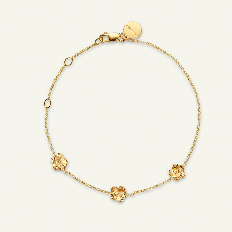 Forglemmigei Armbånd Forgylt, justerbar lengde