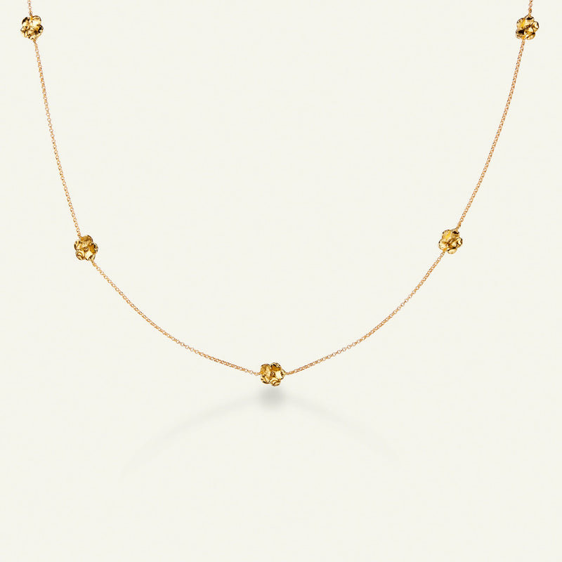 Forglemmigei halskjede forgylt med justerbar kjede