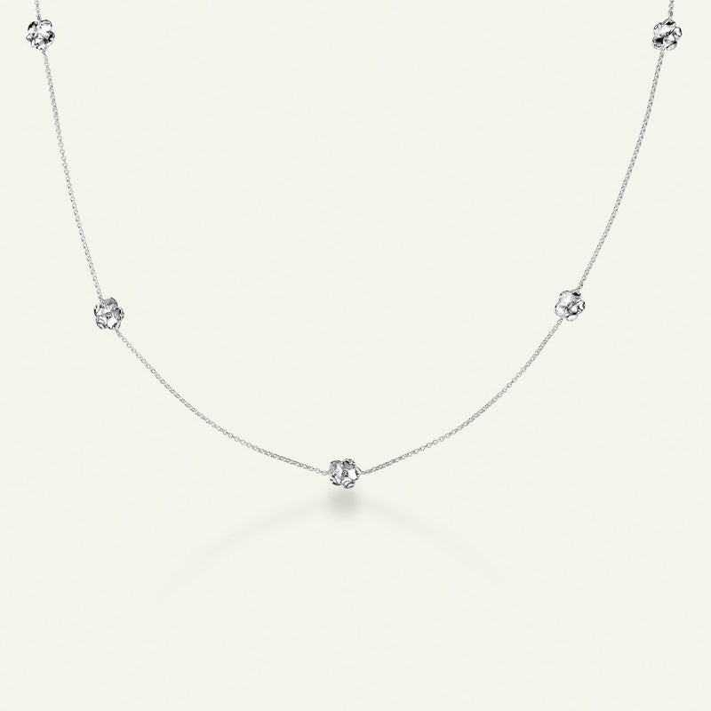 Forglemmigei halskjede sølv med justerbar kjede