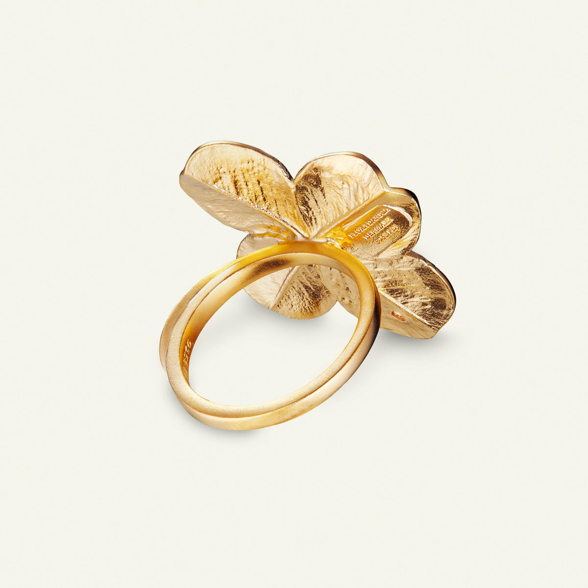 Firkløver Statement ring pavé forgylt