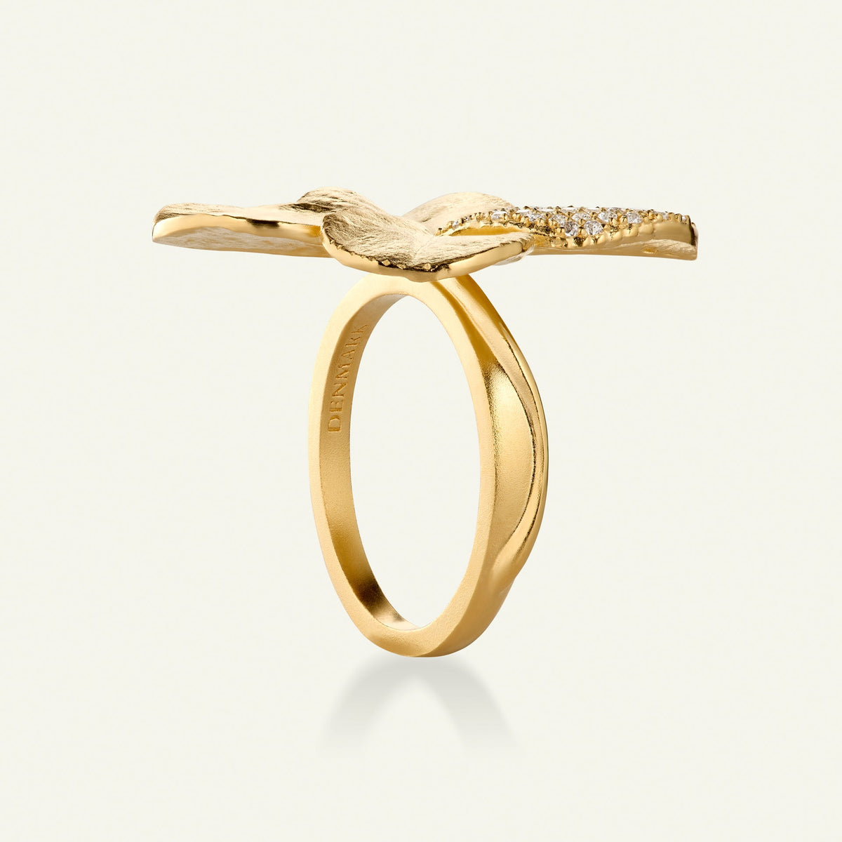 Firkløver Statement ring pavé forgylt