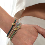 Firkløver silkearmbånd champagne, gull