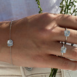 Firkløver armbånd sølv, justerbar lengde