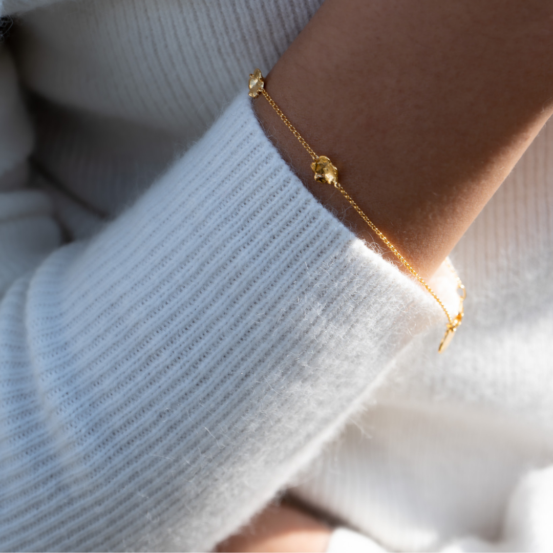 Forglemmigei blomst, Armbånd Forgylt, justerbar lengde
