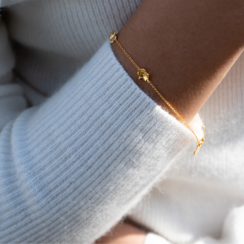 Forglemmigei Armbånd Forgylt, justerbar lengde